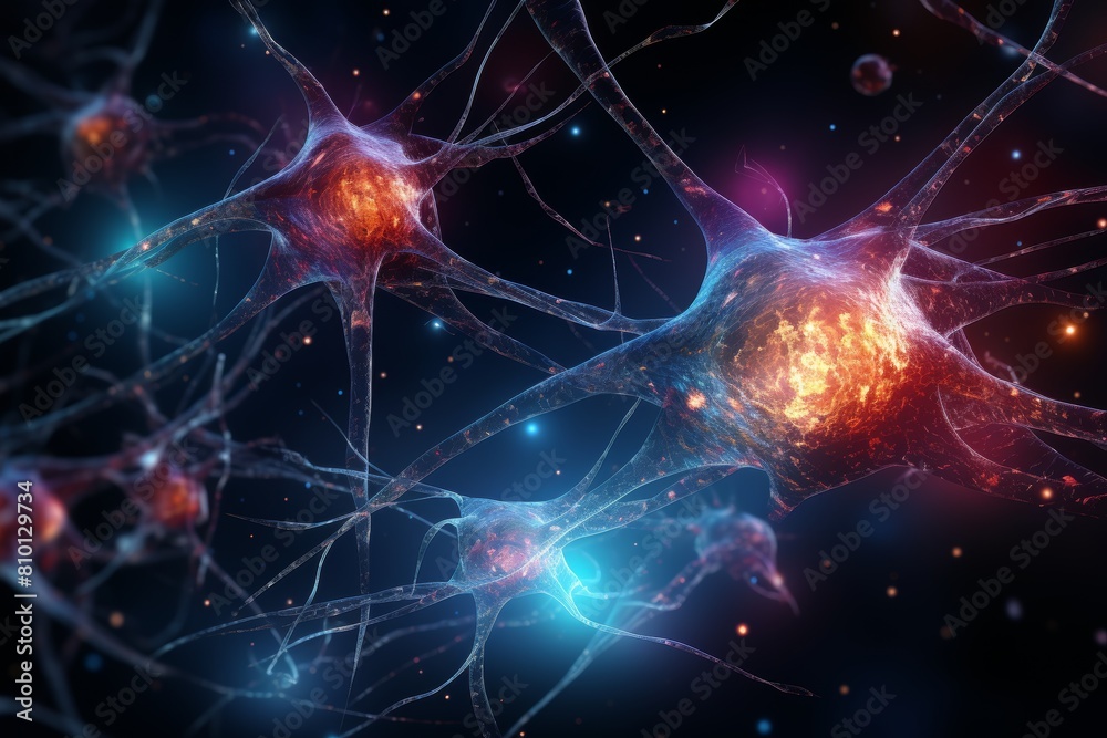 Glowing neural network connections in abstract space Glowing neural network connections in abstract space