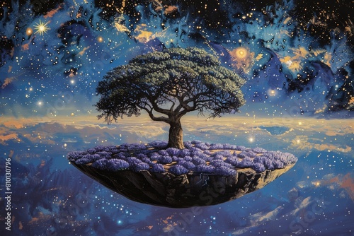 Mystical Floating Island with Tree in Cosmic Space
-World Environment Day,Jun 5, 2024 photo