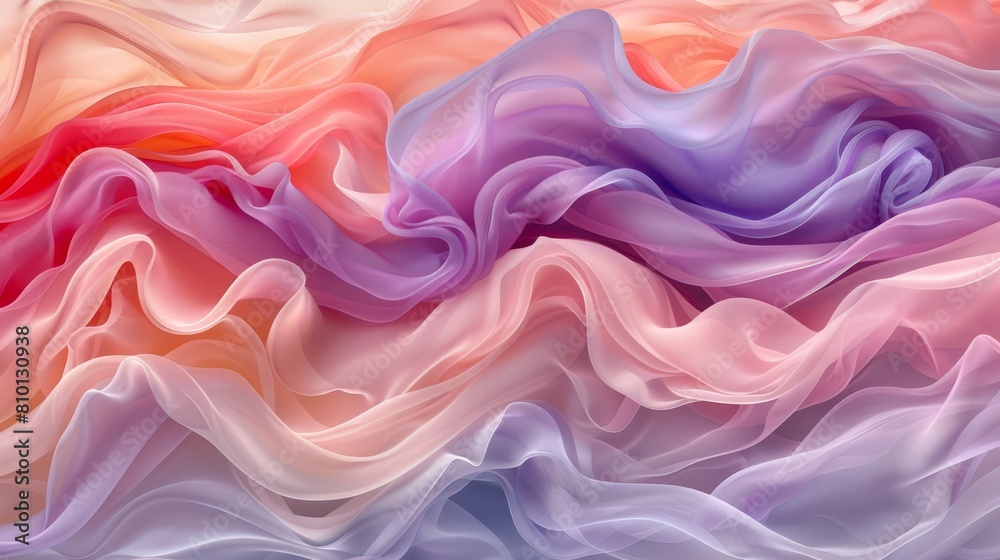 Obraz premium A red, white, blue, and pink wavy pattern on the left side of the multicolored image