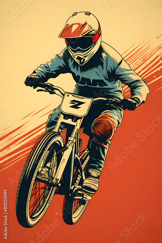 illustrated bike driver 3 color vintage, vintage illustration 3 colors © MrJeans