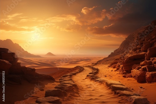 Dramatic desert landscape at sunset © Balaraw