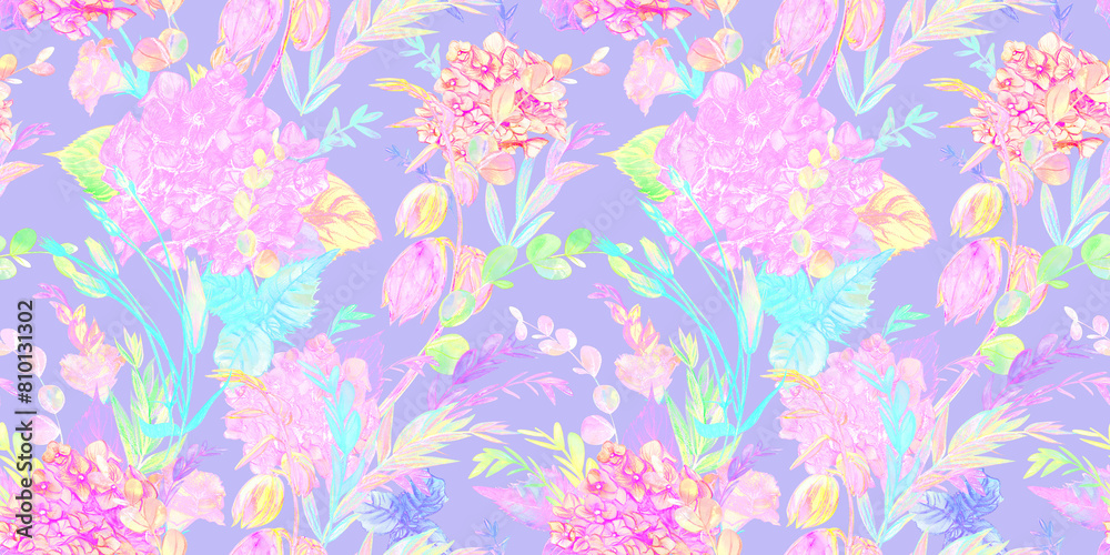Abstract botanical summer pattern layered mix of flowers and herbs silhouettes for textile Abstract botanical summer pattern layered mix of flowers and herbs silhouettes for textile