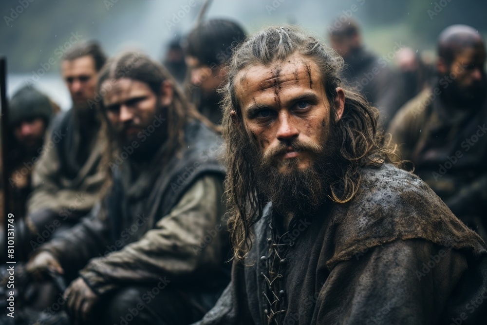 Rugged bearded man in a crowd of people Rugged bearded man in a crowd of people
