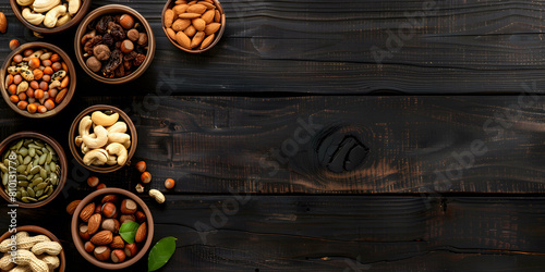 Wallpaper Mural vertical view of an assortment of fruits and dried fruit on a worktop in a kitchen, space for copyboard Torontodigital.ca