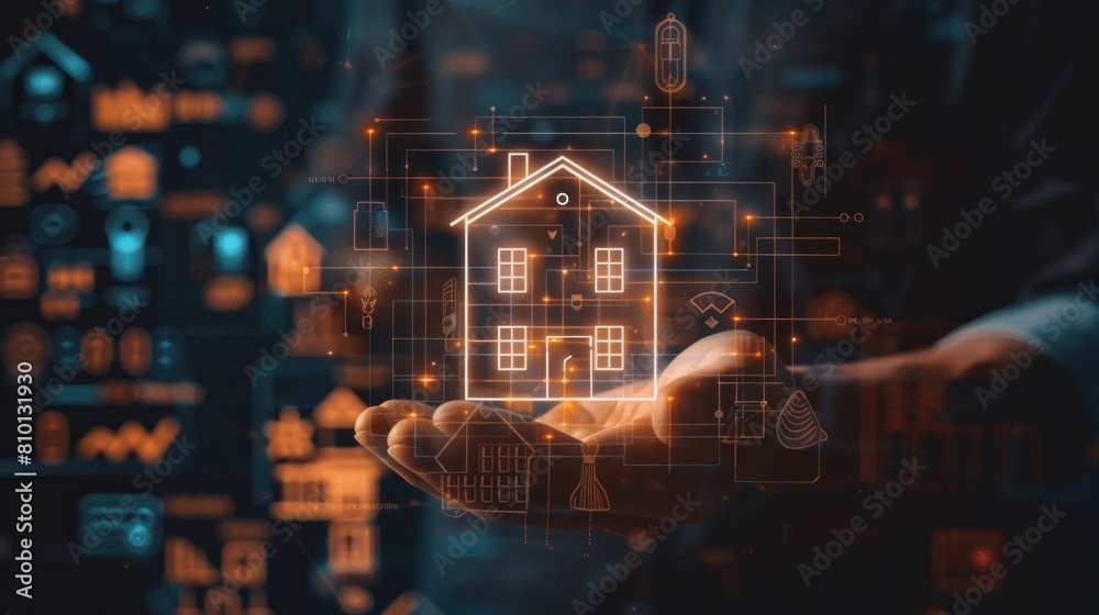 Assistant Smart home automation futuristic interface on virtual screen ...