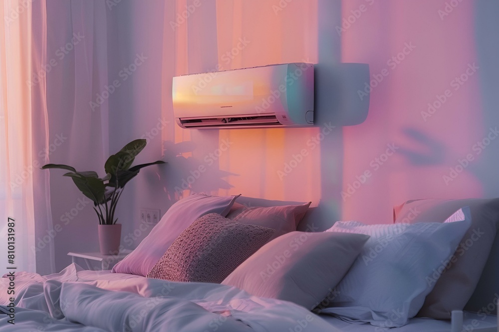 Fototapeta premium Nowoczesna klimatyzacja w przytulnej sypialni