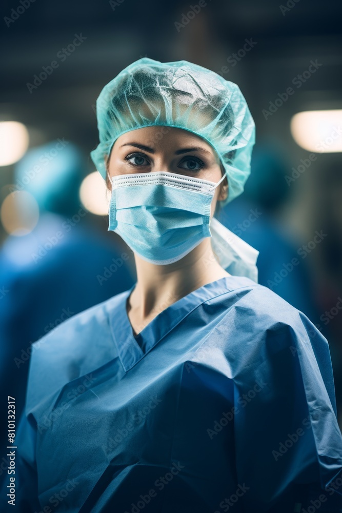 Focused medical professional in surgical attire Focused medical professional in surgical attire