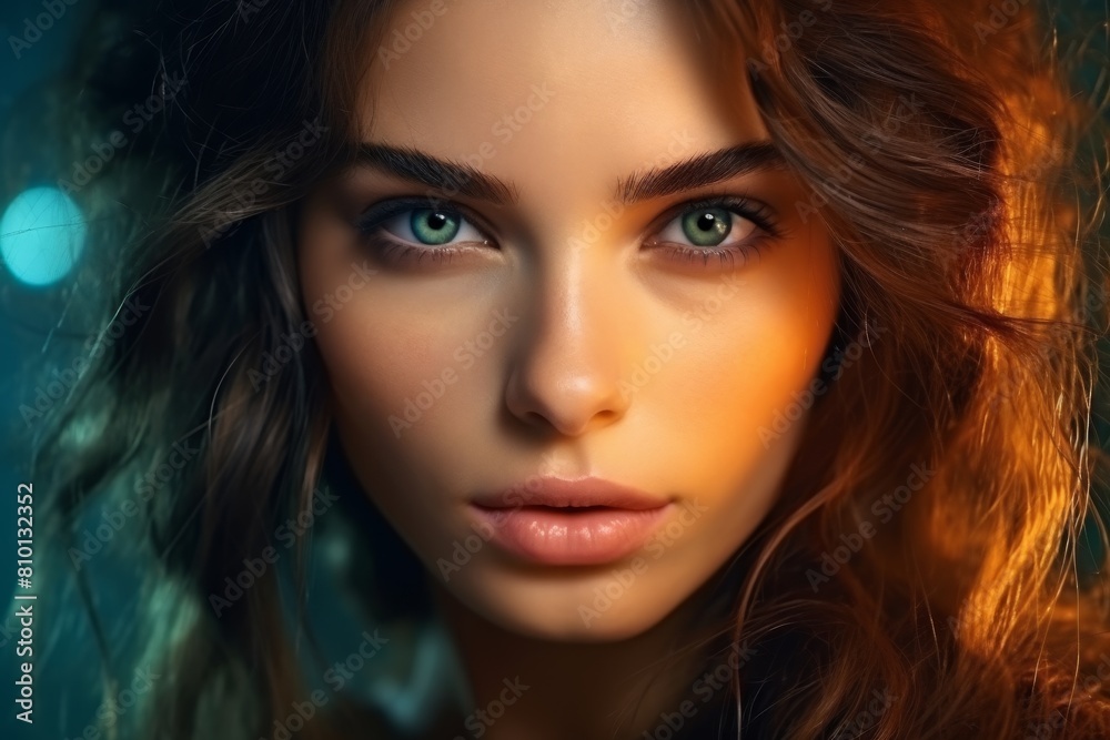 Captivating portrait of a woman with striking green eyes Captivating portrait of a woman with striking green eyes