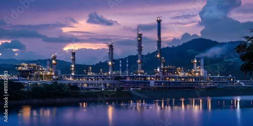 Description Oil and gas facility for production refining and storage infrastructure development. Concept Oil and Gas Facilities, Production Refining, Storage Infrastructure, Development Operations photo