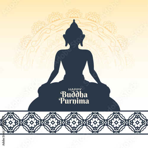 Religious Happy Buddha Purnima Indian festival greeting card