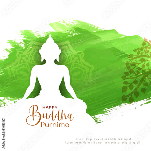 Happy Buddha Purnima traditional Indian festival card