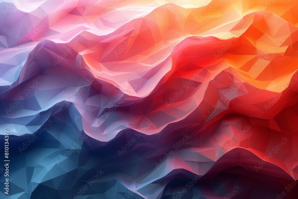 Obraz premium A dynamic low poly texture with a striking contrast between red and blue hues