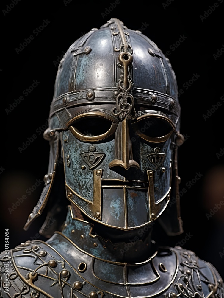 Ornate medieval helmet with intricate design Ornate medieval helmet with intricate design