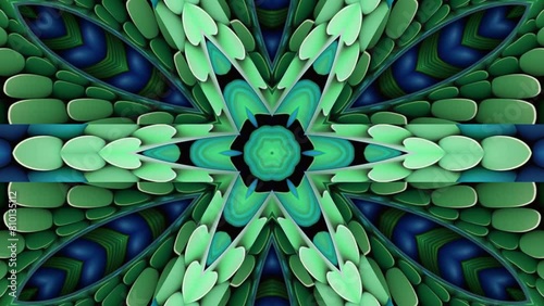 Multicolored flowers in abstraction. Motion. spring concept Kaleidoscope effect in fairly bright colors. photo