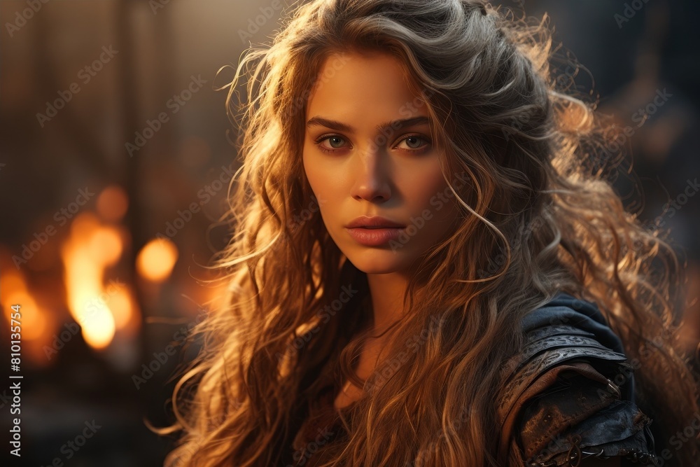 Captivating woman with flowing hair in dramatic lighting Captivating woman with flowing hair in dramatic lighting