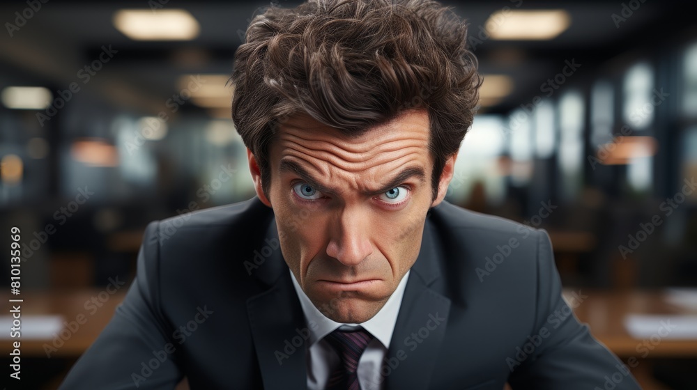 Serious businessman with furrowed brow Serious businessman with furrowed brow
