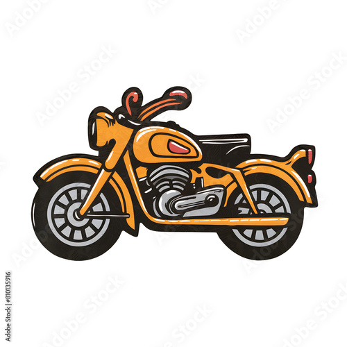 Yellow Motorcycle with Black Accents Races Forward Isolated on Transparent Background