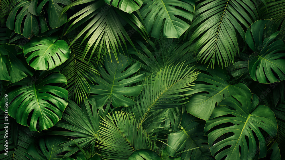 A lush green jungle with many leaves and vines A lush green jungle with many leaves and vines