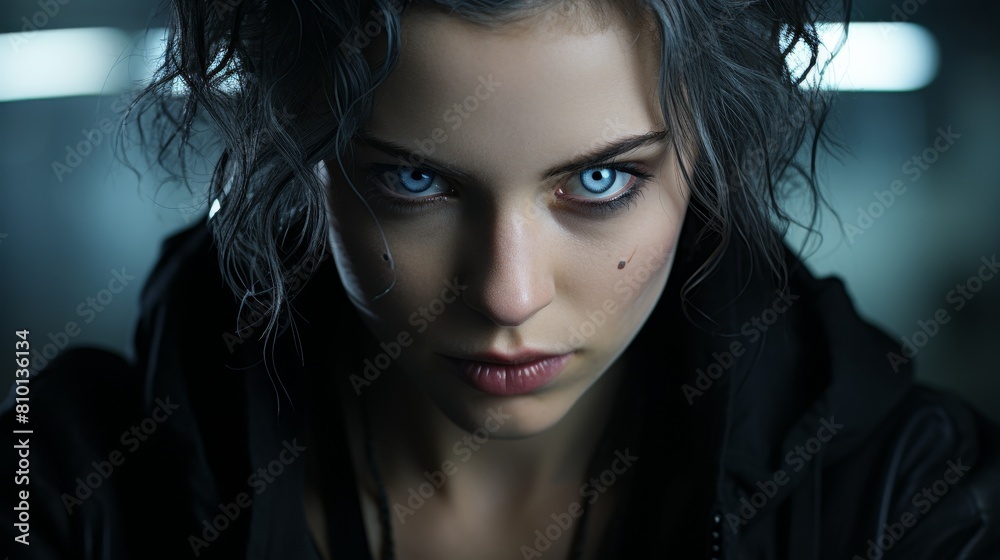 Intense gaze of a mysterious woman Intense gaze of a mysterious woman
