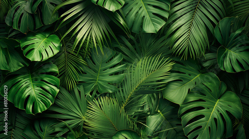 A lush green jungle with many leaves and vines