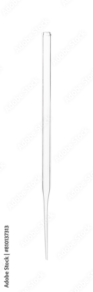 One glass clean pipette isolated on white