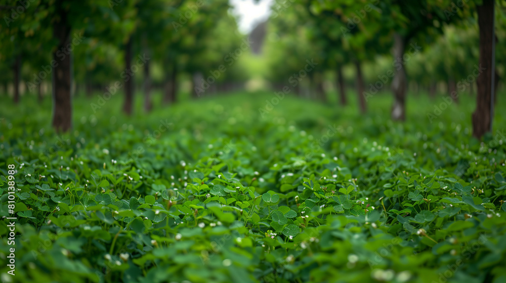 Minimalist Photograph of Clover Cover Crop in Orchard Minimalist Photograph of Clover Cover Crop in Orchard
