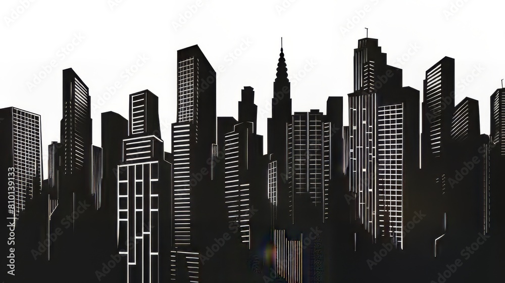 Bold contours of skyscrapers in urban silhouette