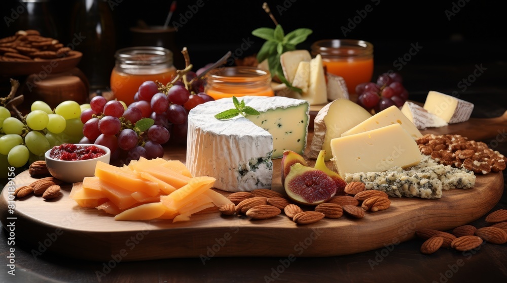 Assorted gourmet cheese and fruit platter