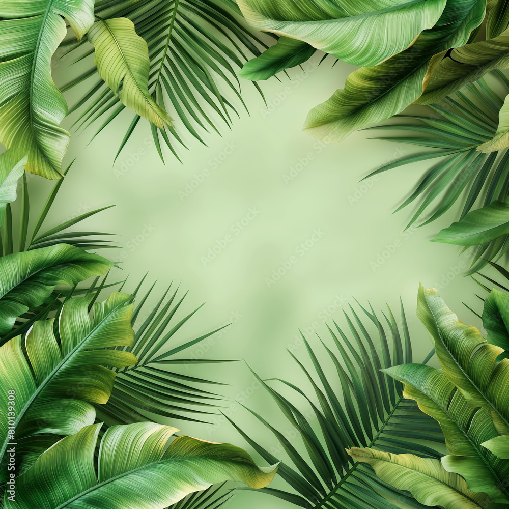 A green leafy background with a leafy green border