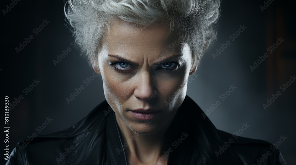 Intense female portrait with dramatic lighting Intense female portrait with dramatic lighting