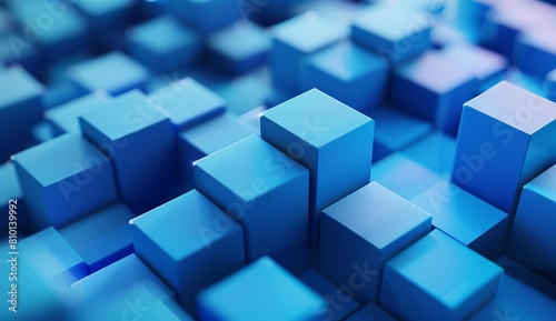 A digital 3D visualization of a sea of blue cubes with different heights creating depth