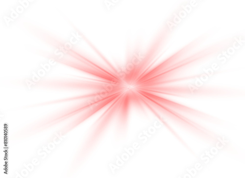 red rays shining with light effect, star and sparks isolated on transparent background, flares and sunbursts