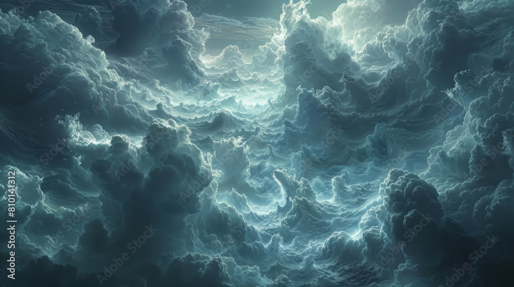 The sky is filled with clouds and the mood is calm and peaceful. The clouds are white and fluffy, and they seem to be floating in the sky. Concept of serenity and tranquility The sky is filled with clouds and the mood is calm and peaceful. The clouds are white and fluffy, and they seem to be floating in the sky. Concept of serenity and tranquility