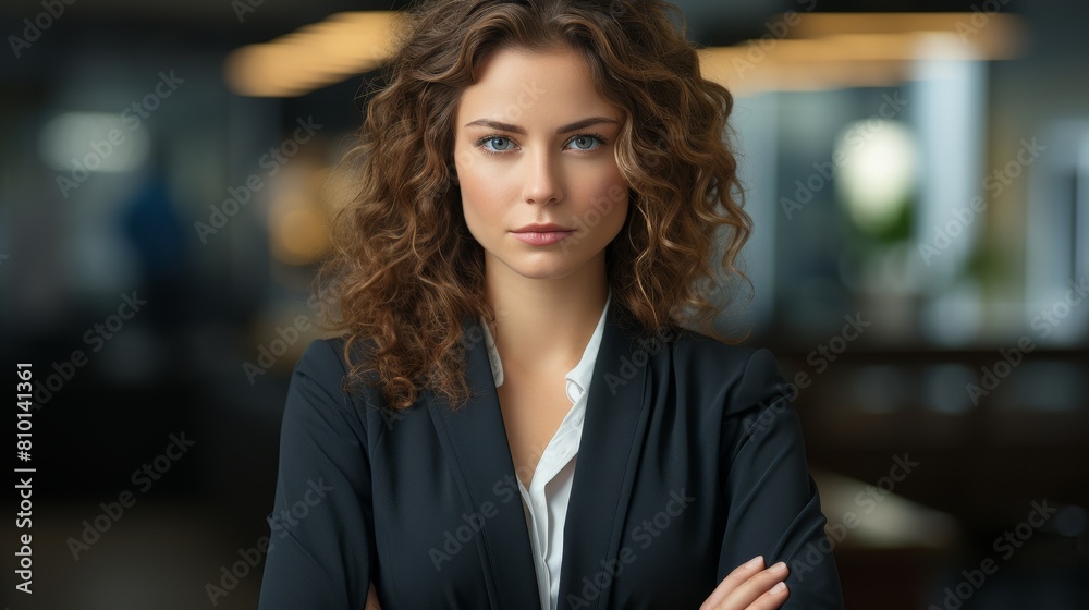 Confident professional woman with curly hair