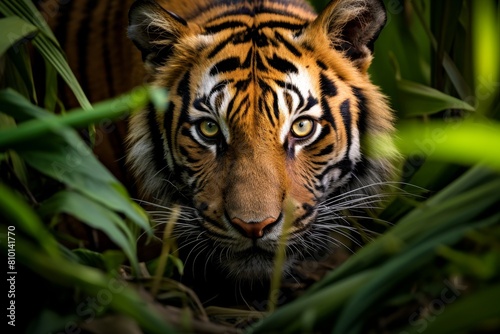 Intense tiger eyes in the jungle