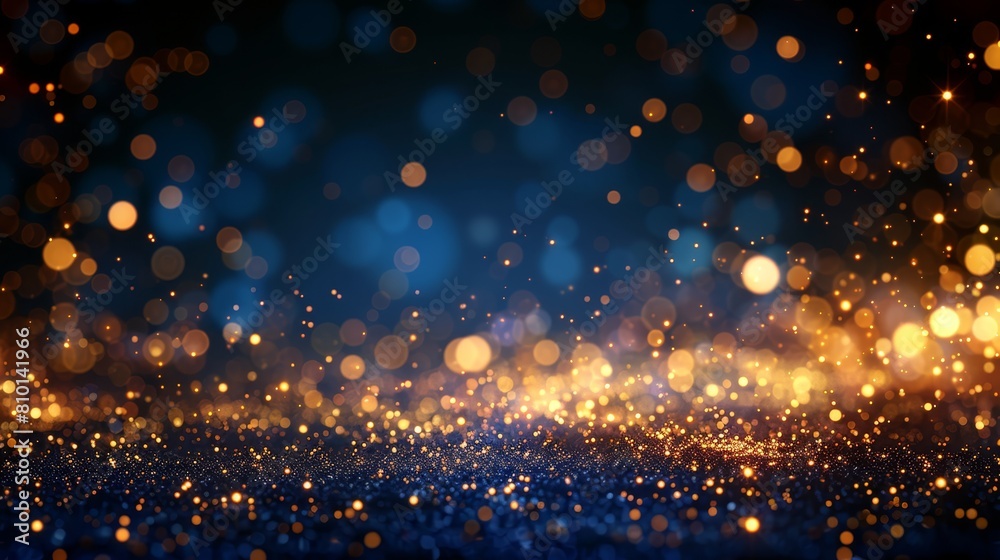 A crisp image showcases a blue and gold backdrop, subtly blurred, with lights and sparks distinctly appearing in the foreground A crisp image showcases a blue and gold backdrop, subtly blurred, with lights and sparks distinctly appearing in the foreground