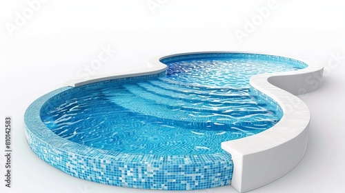 Swimming pool with clear water, isolated on a white background. © Khalida