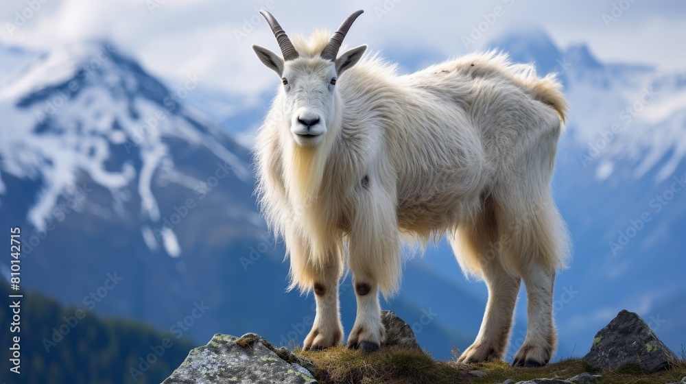 Obraz premium Majestic mountain goat standing on rocky outcrop