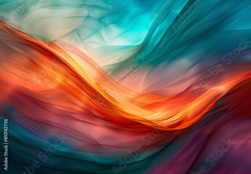 This vibrant digital art piece captures the fluid motion of a colorful wave with a smooth  dynamic texture