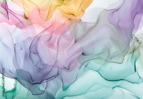 The image depicts fluid art with sheer pastel colors blending into each other, evoking a sense of softness and creativity