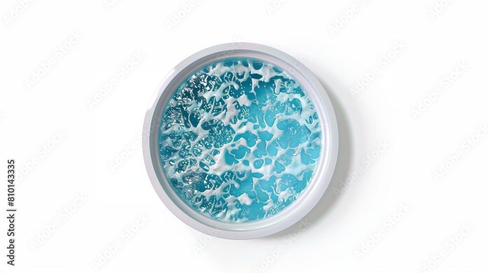 Top view of a round swimming pool against a white backdrop.