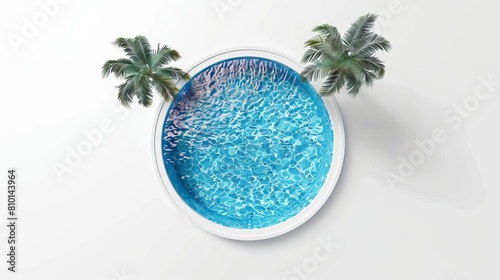 Top view of a round swimming pool against a white backdrop. photo