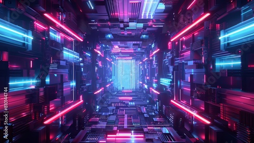 3d modeled abstract neon cyberpunk wallpaper with pink and blue lighting