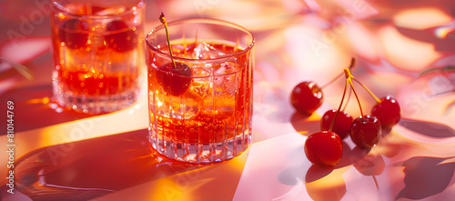 Cherry juice in clear glasses © godex
