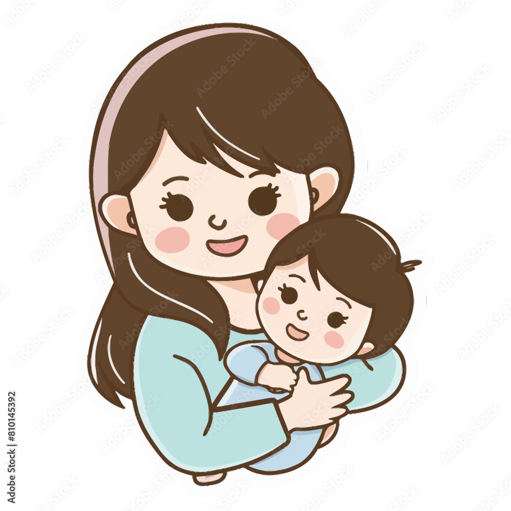Cute Mom and baby vector illustration Printable graphic Cute Mom and baby vector illustration Printable graphic