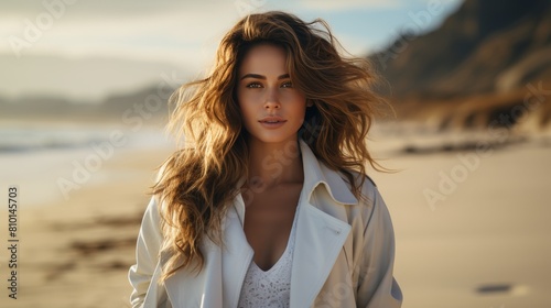 Woman in White Dress Standing on Beach