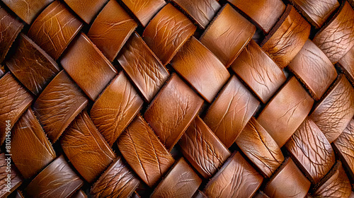 A close up of a brown leather weave.
