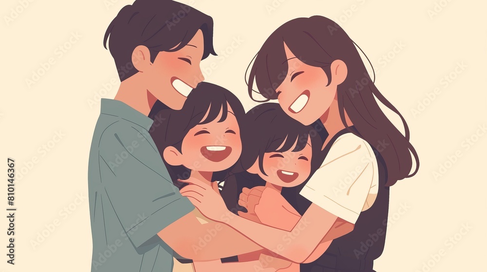 Happy family embracing and smiling together