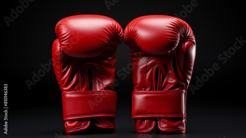 Red Boxing Gloves on Black Background