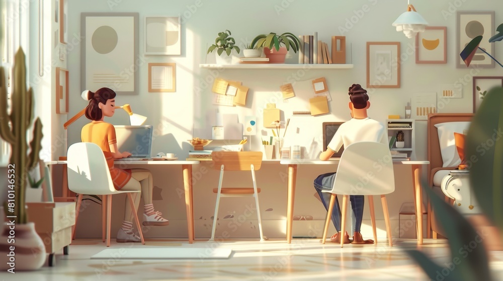 Creative workspace with two designers Creative workspace with two designers